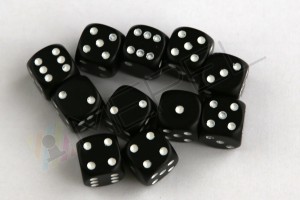 Kości Chessex - kostka k6 12mm Opaque Black/white