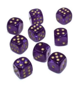 Kości Chessex - kostka k6 12mm Borealis Royal Purple/gold (święcące w ciemnościach)