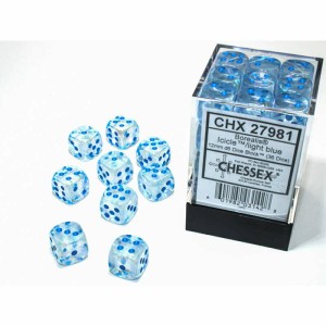 Kości Chessex - kostka k6 12mm Borealis Icicle/light blue - Luminary (świecące w ciemnościach)