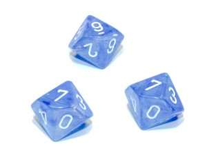Kości Chessex - kostka k10 Borealis Sky Blue/white - Luminary (świecące w ciemnościach)