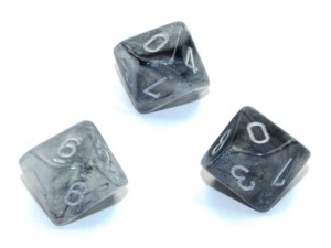 Kości Chessex - kostka k10 Borealis Light Smoke/Silver - Luminary (świecące w ciemnościach)