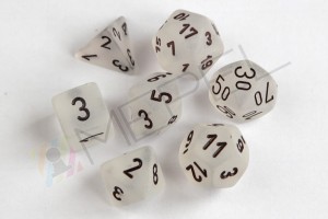 Kości Chessex - zestaw 7 kostek Frosted Clear/black