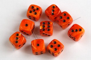 Kości Chessex - kostka k6 12mm Vortex Orange/black