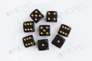 Kości Chessex - kostka k6 12mm Opaque Black/gold