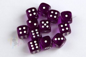 Kości Chessex - kostka k6 12mm Translucent Purple/white