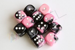 Kości Chessex - kostka k6 16mm Gemini Black-Pink/white