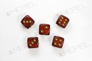 Kości Chessex - kostka k6 16mm Glitter Ruby/gold