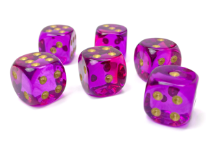 Kości Chessex - kostka k6 16mm Gemini Translucent Red-Violet/gold
