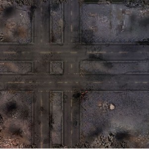 Mata lateksowa dwustronna: Zrujnowane miasto 48"x48"