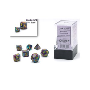 Kości Chessex - zestaw 7 mini kostek Festive Mosaic/yellow