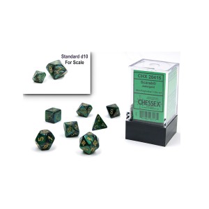 Kości Chessex - zestaw 7 mini kostek Scarab Jade/gold