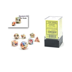 Kości Chessex - zestaw 7 mini kostek Festive Circus/black