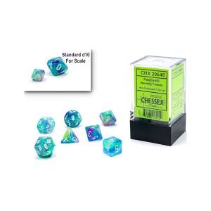 Kości Chessex - zestaw 7 mini kostek Festive Waterlily/white