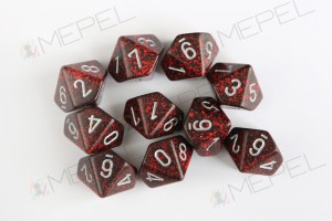 Kości Chessex - kostka k10 Speckled Volcano/ silver