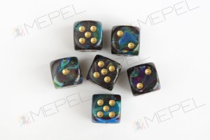 Kości Chessex - kostka k6 16mm Lustrous Shadow/gold