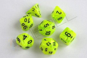 Kości Chessex - zestaw 7 kostek Vortex Bright Green/black