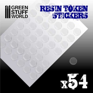 Green Stuff World: Arkusz z epoksydowymi naklejkami na żetony, kopuły 20 mm (54 sztuk)