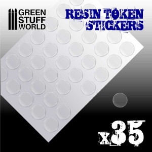 Green Stuff World: Arkusz z epoksydowymi naklejkami na żetony, kopuły 25mm (35 sztuk)