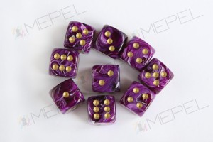 Kości Chessex - kostka k6 12mm Vortex Purple/gold