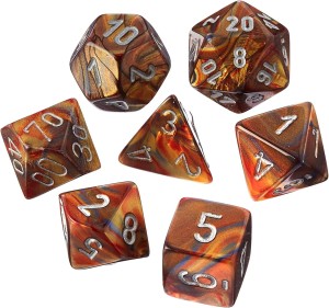 Kości Chessex - zestaw 7 mini kostek Lustrous Gold/silver