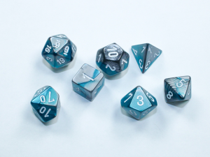 Kości Chessex - zestaw 7 mini kostek Gemini Steel-Teal/white