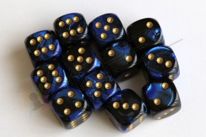 Kości Chessex - kostka k6 16mm Gemini Black-Blue/gold