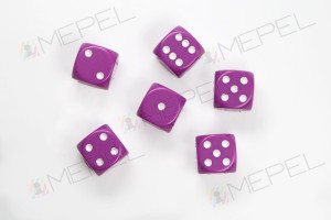 Kości Chessex - kostka k6 16mm Opaque Light Purple/white