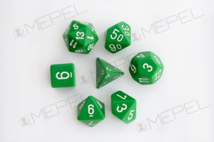 Kości Chessex - zestaw 7 kostek Opaque Green/white