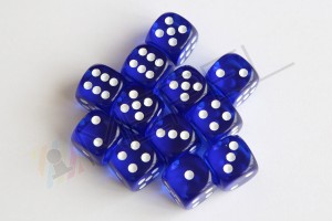 Kości Chessex - kostka k6 16mm Translucent Blue/White