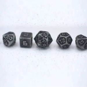 Mini Metal RPG Dice Set - Ancient Silver