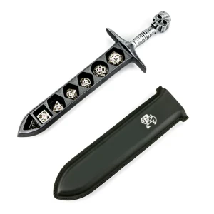 Grim Dagger Dice Case/Holder with sheath cover-Silver