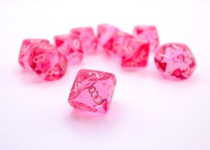 Kości Chessex - kostka k10 Translucent Pink/white
