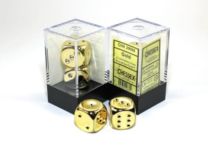 Kości Chessex - zestaw 2 kostek k6 16mm Gold Metallic