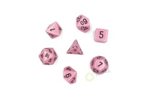 Kości Chessex - zestaw 7 kostek Opaque Pastel Pink/black