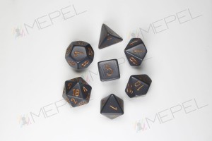 Kości Chessex - zestaw 7 kostek Opaque Dark Grey/copper