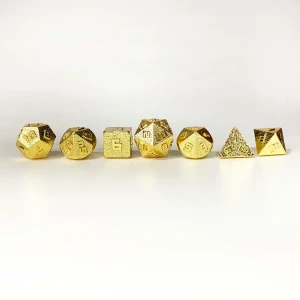 Mini Metal RPG Dice Set - Gold