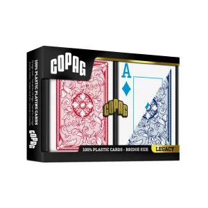 Karty do gry Copag: Legacy - zestaw plastikowych kart do brydża (czerwony/niebieski) JUMBO