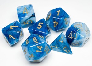Kości Chessex - zestaw 7 kostek Phantom Teal/Gold