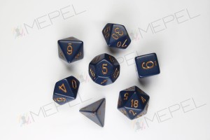 Kości Chessex - zestaw 7 kostek Opaque Dusty Blue/copper