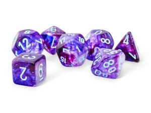 Kości Chessex - zestaw 7 kostek Nebula Mega-hedral Nocturnal/turquoise (święcące w ciemnościach)