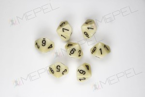 Kości Chessex - kostka k10 Opaque Ivory/black