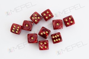 Kości Chessex - kostka k6 12mm Vortex Burgundy/gold