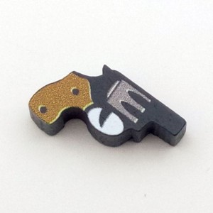 Żeton z nadrukiem: rewolwer, pistolet