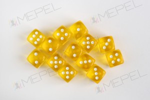 Kości Chessex - kostka k6 12mm Translucent Yellow/white