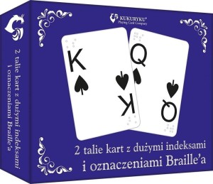 Karty do gry z dużymi indeksami i znakami Braille`a