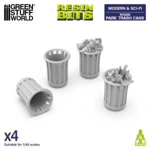Green Stuff World: Modern & Sci-fi - kosze na śmieci okrągłe, parkowe (4 elementy)