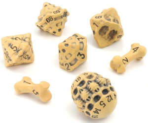 Kości Lynx- zestaw 7 kostek Skull & Bone: Ancient Bone Yellow