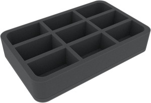 Felherr: Organizer z pianki - 275 mm x 172 mm x 50 mm - 9 przegródek (80x45mm)