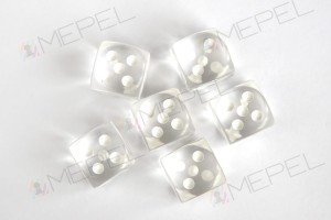 Kości Chessex - kostka k6 16mm Translucent Clear/white