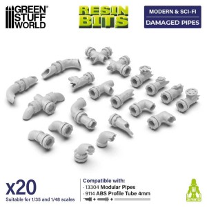 Green Stuff World: Modern & Sci-fi - Uszkodzone rury - 20 elementów  (Damaged Pipes)